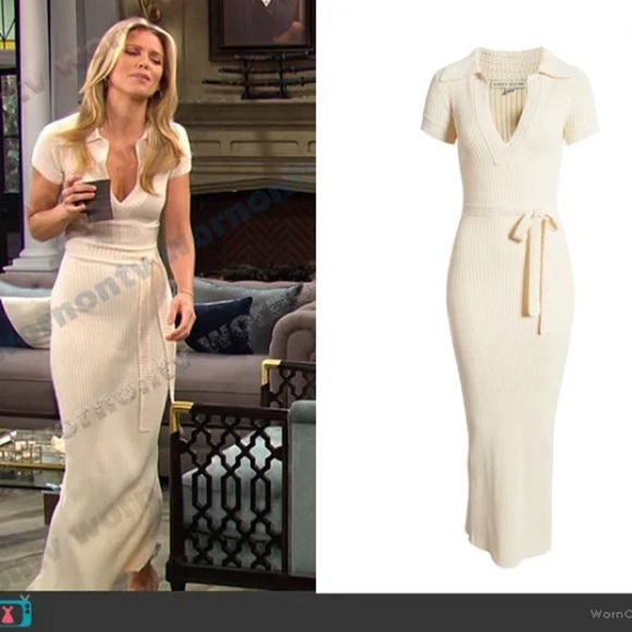 MOON RIVER Rib Pencil Dress Cream - Picture 3 of 4